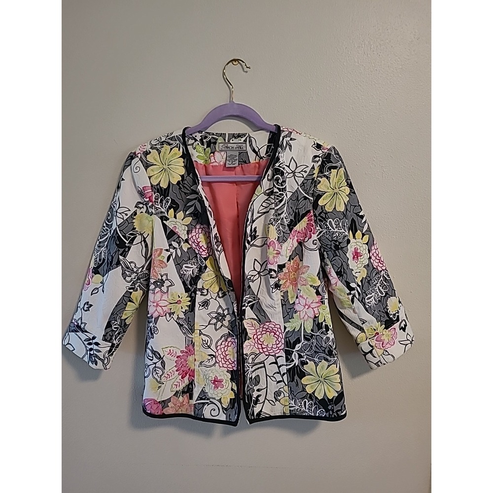 Vintage Birch Hill Women's Jacket Multicolor Floral Print Size Small